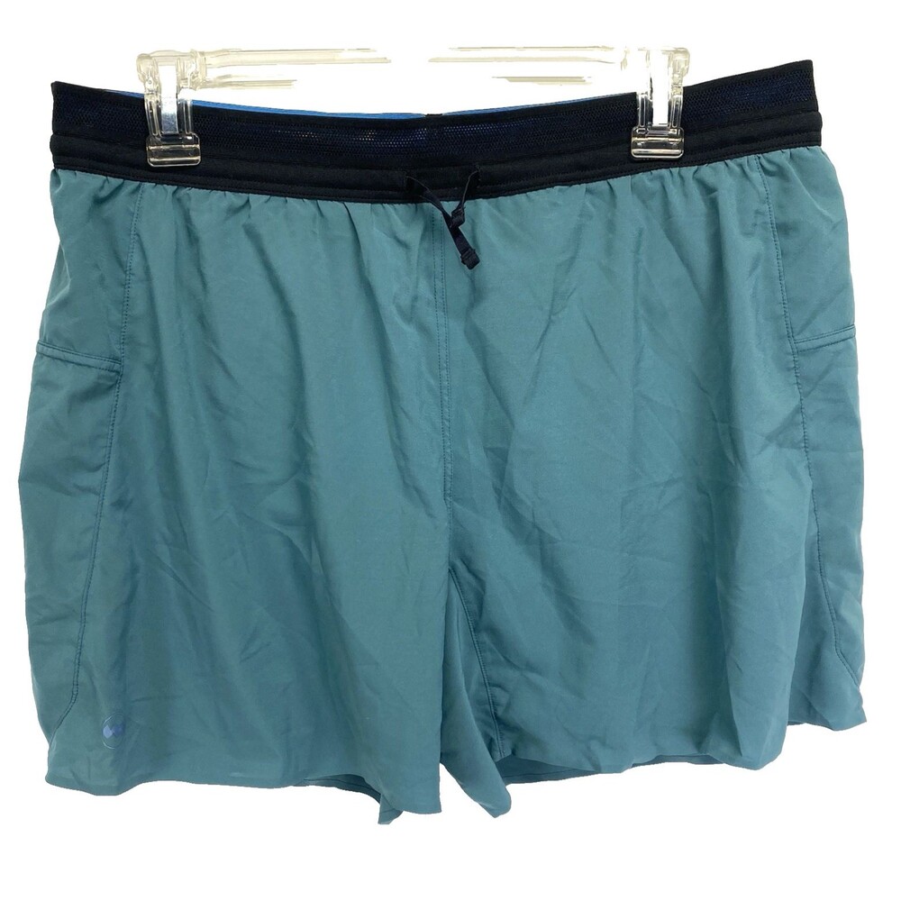 Janji AFO Short Men's L (34"x5.5") Teal Running Gym Lined Elastic Waist Pocket